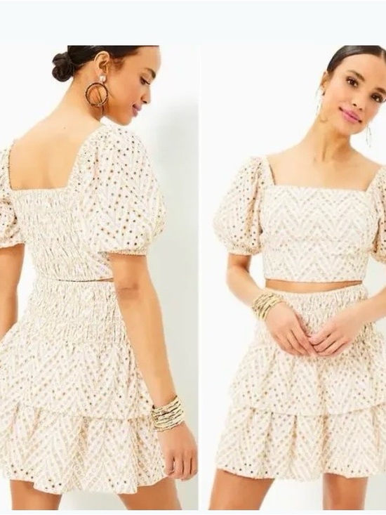Lilly Pulitzer Other - Lilly Pulitzer Yara Eyelet Set Sand Bar Mermaid Tail Metallic